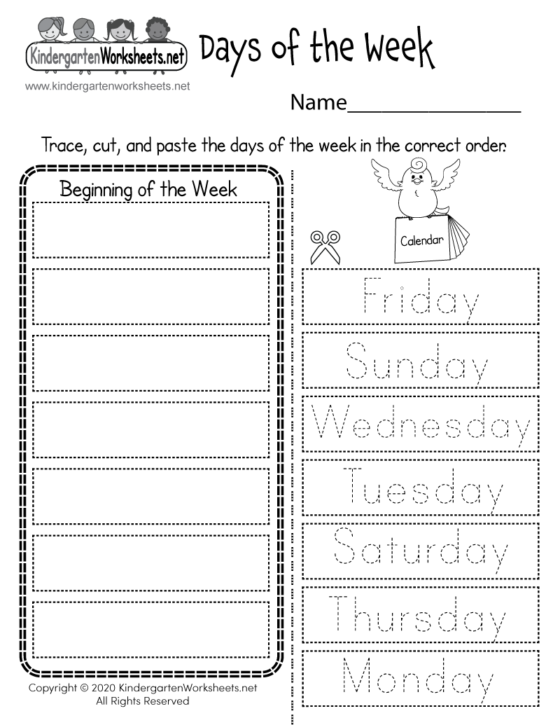 Days Of The Week Worksheets Free Printable Activities