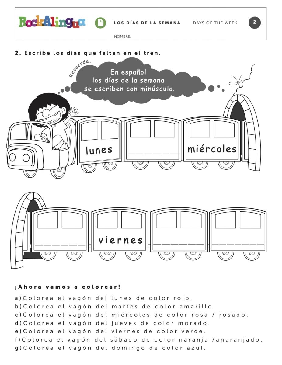 Spanish Days Of The Week Worksheet Worksheets Worksheets