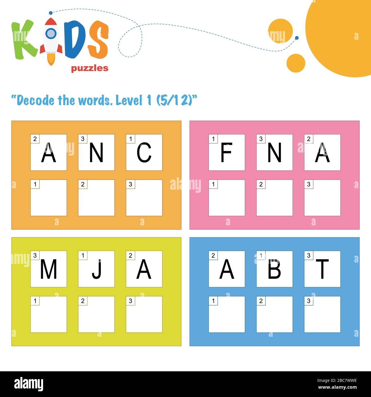 Decode The 3 Letter Words Worksheet Practice For Preschool Elementary And Middle School Kids Fun Logic Puzzle Activity Sheet Stock Vector Image Art Alamy 3 Letter Words Worksheets For Kindergarten Three Letter Words 3 Worksheets Library