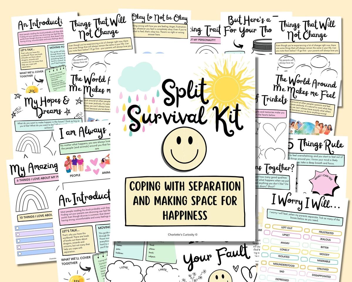 Divorce Worksheets For Kids Separation Journal Divorce Workbook Coping Skills Therapy Worksheets Counselling Resources Therapy Office Etsy