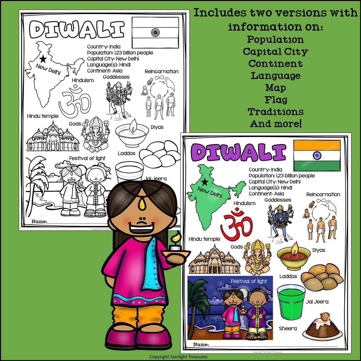 Diwali Fact Sheet For Early Readers Classful