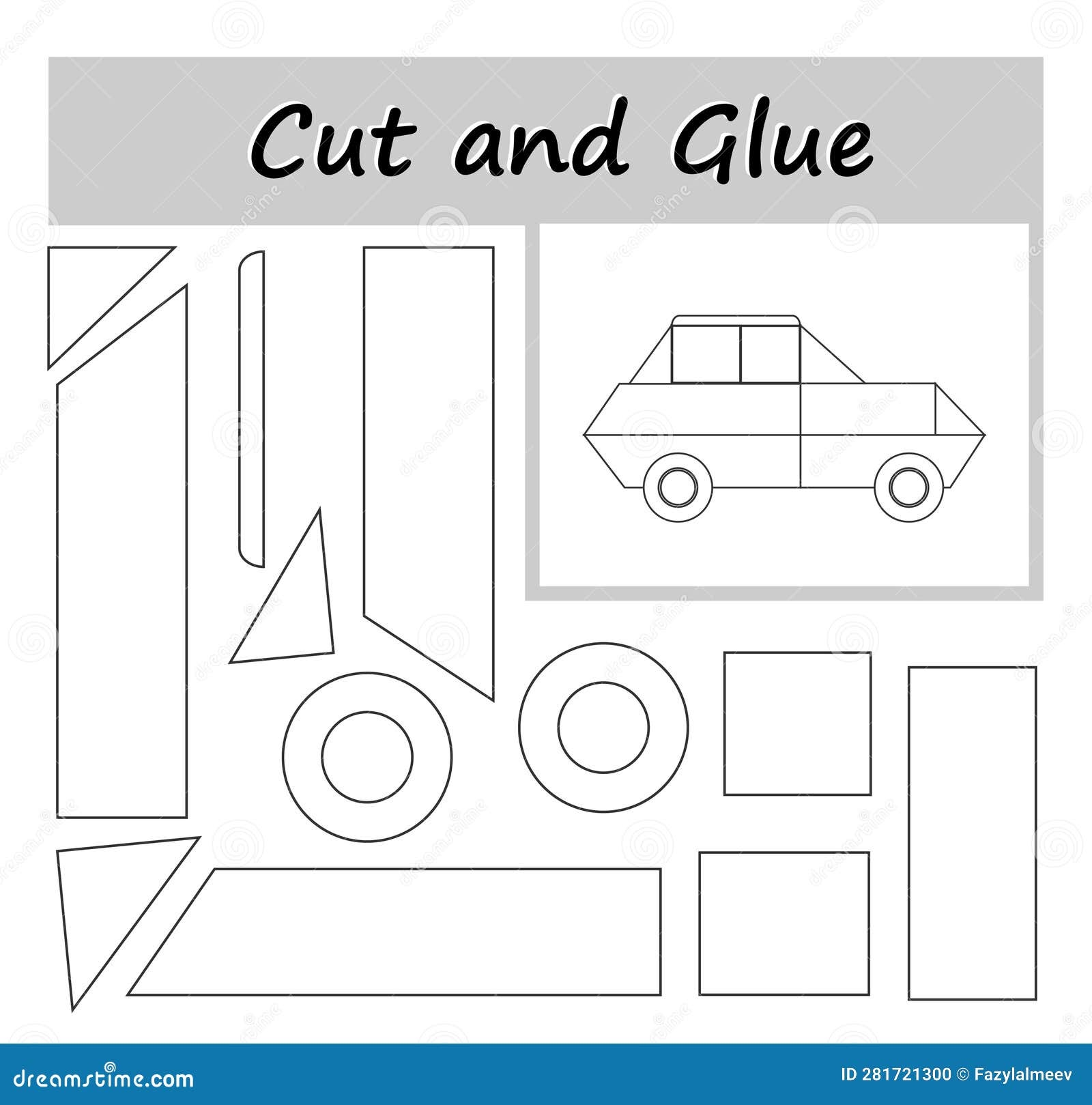 DIY Worksheet Color Cut Parts Of The Image And Glue On The Paper Car From Geometric Shapes Stock Vector Illustration Of Black Kindergarten 281721300 DIY Worksheet Color Cut Parts Of The Image And Glue On The Paper Car From Geometric Shapes Stock Vector Illustration Of Black Kindergarten 281721300