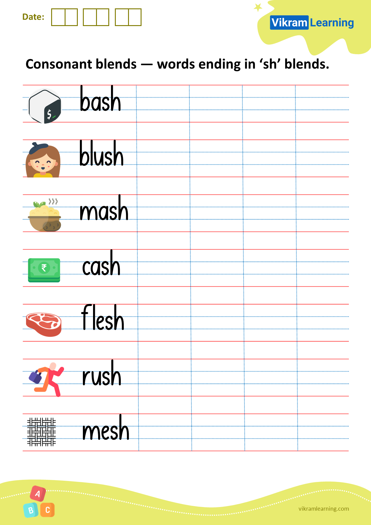Download Consonant Blends Words Ending In Sh Blends Worksheets Vikramlearning 7 SH Worksheets For Digraph Learning Literacy Learn
