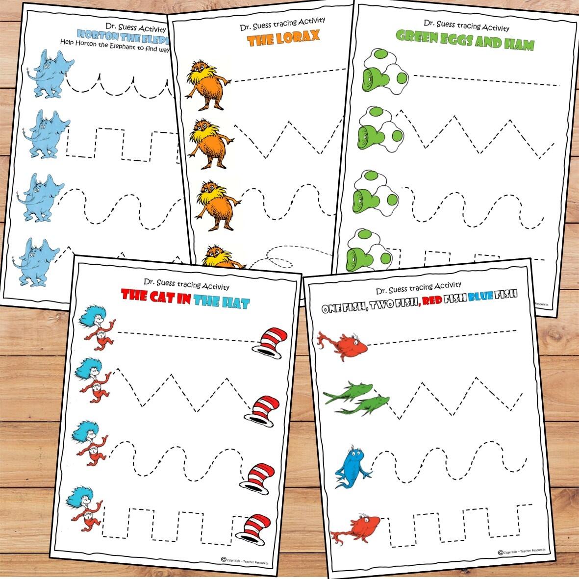 Dr Seuss Tracing Activity For Read Across America Week For Pre K Zippi Kids