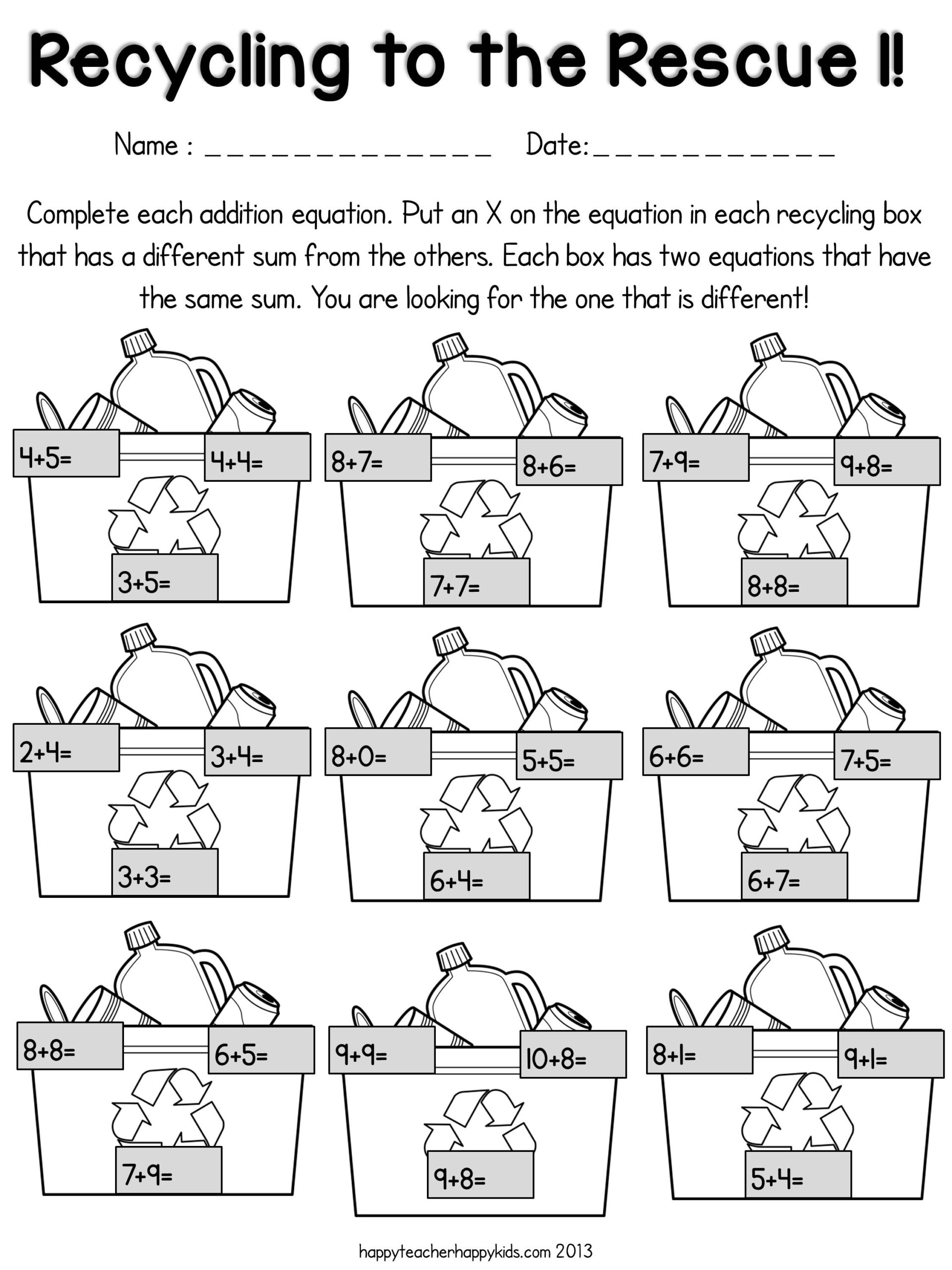 Earth Day Addition And Subtraction Within 20 Printable Worksheets Made By Teachers