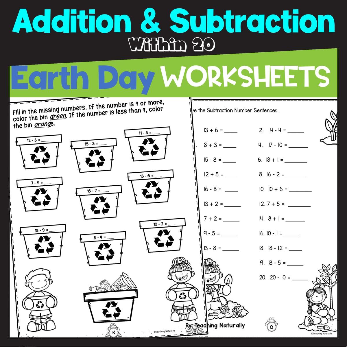 Earth Day Addition And Subtraction Within 20 Printable Worksheets Made By Teachers