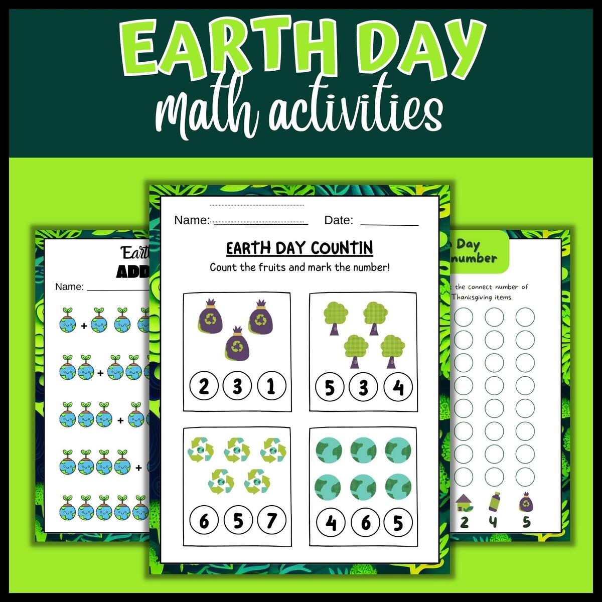 Earth Day Math Activities Worksheets Earth Day Counting Worksheets Made By Teachers