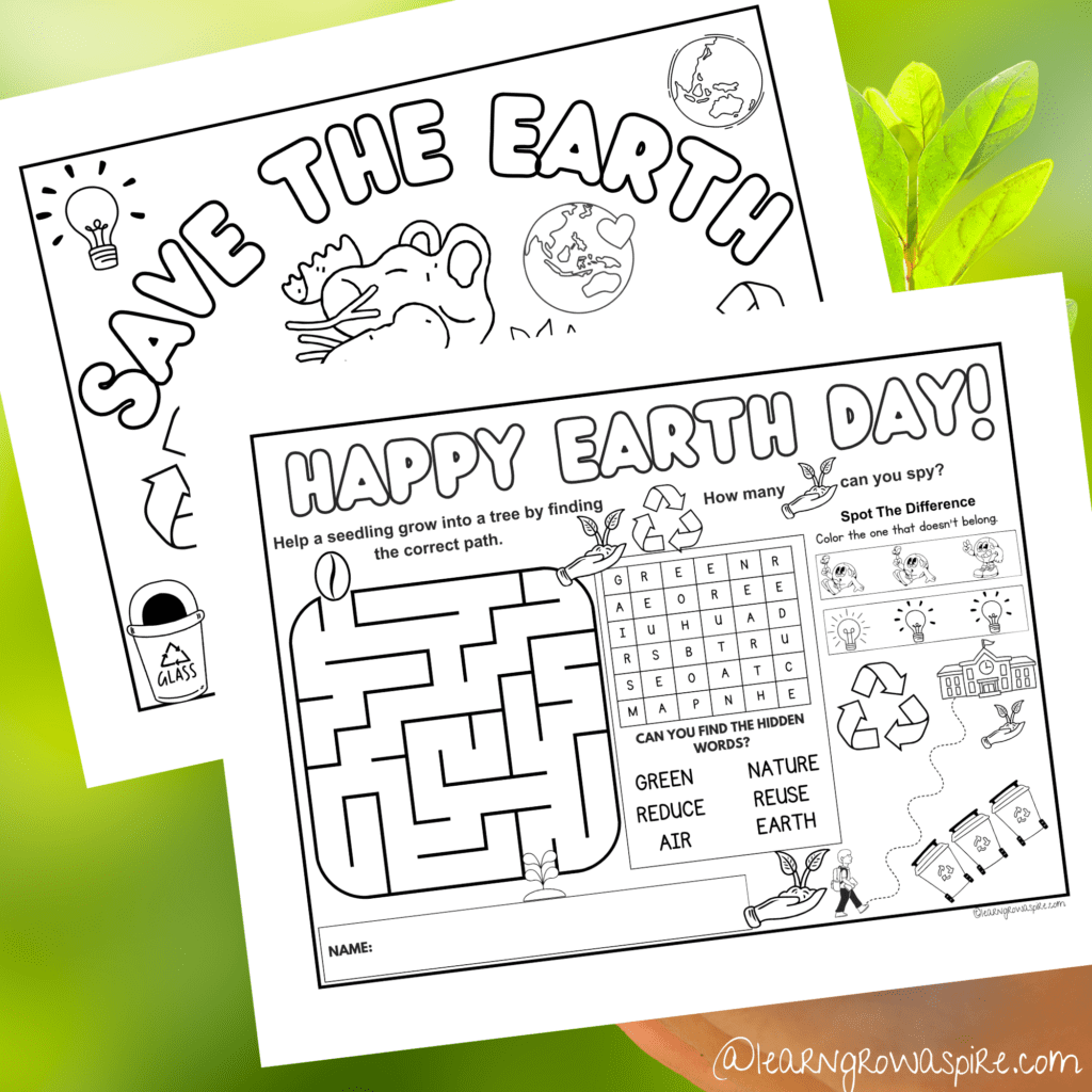 Earth Day Printable Activities For Kids Pdf Learn Grow Aspire