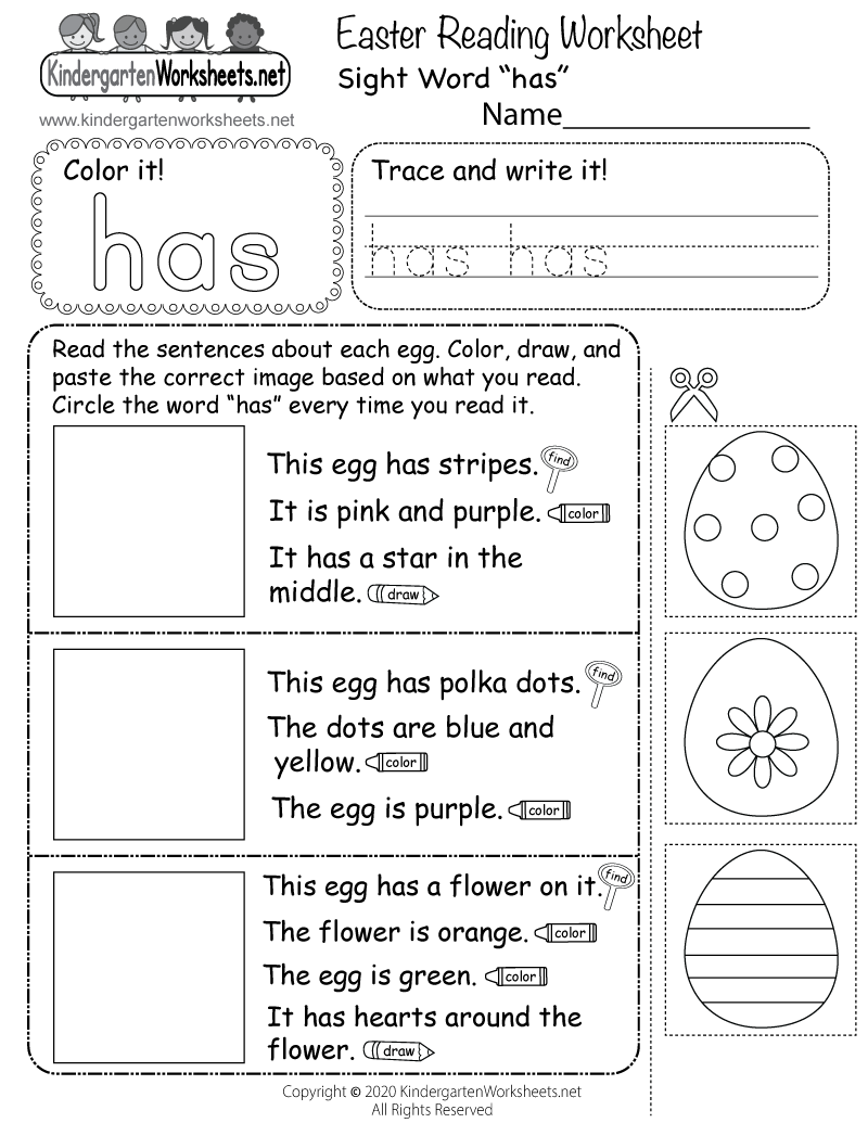 Easter Reading Worksheet Free Printable Digital PDF