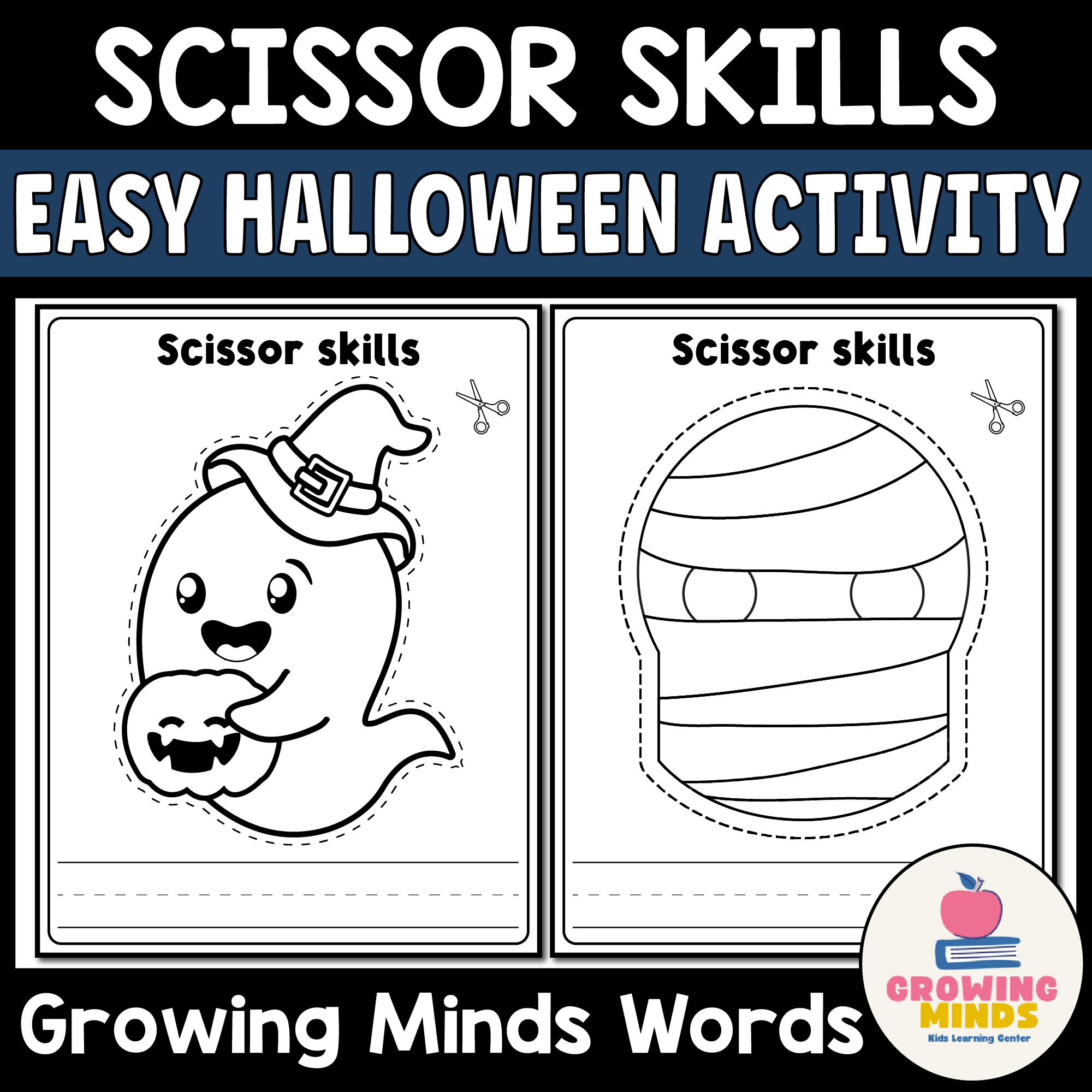 Easy Halloween Scissor Skills Cutting Practice And Writing Activity Kindergarten Made By Teachers