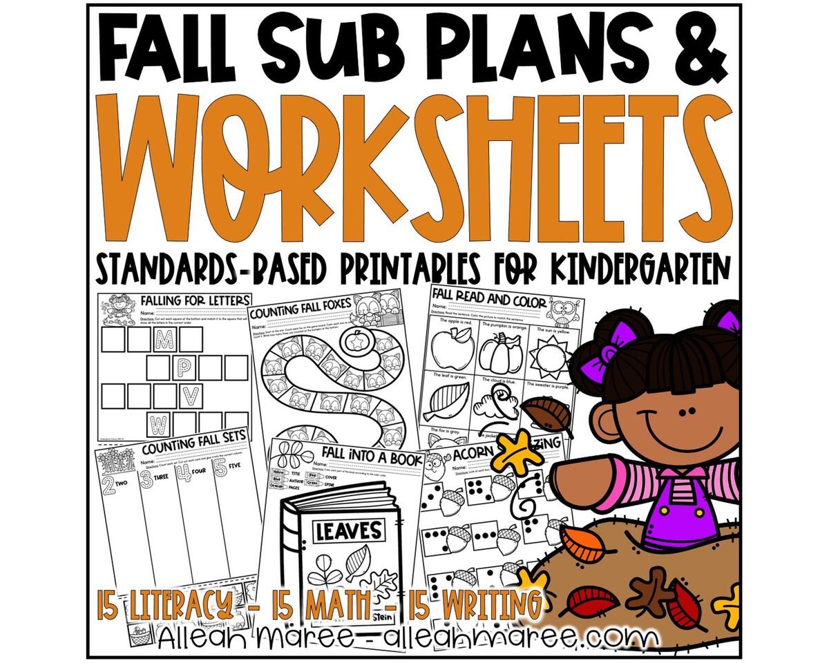 EDITABLE Fall Sub Plans Worksheets Lesson Plans Etsy