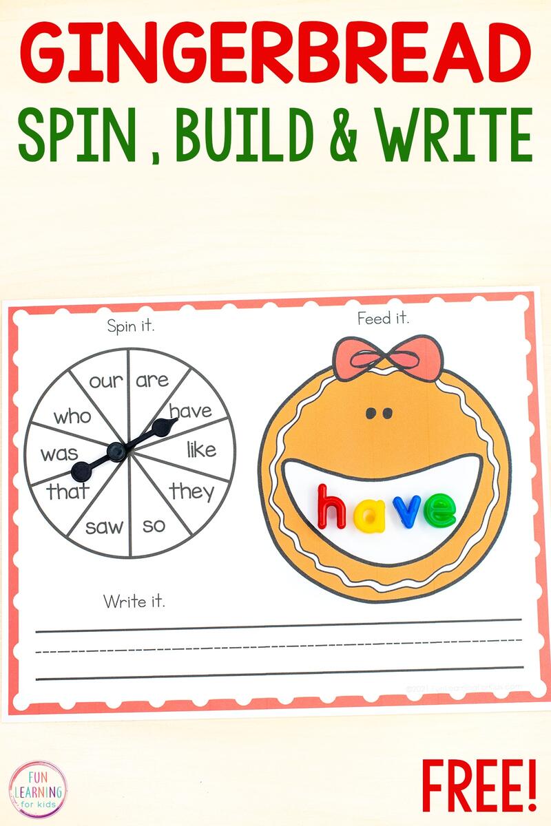 Editable Gingerbread Spin And Build Word Work Mats Printable Writing Practice Worksheet For Children Tracing Gingerbread Cookies Men Stock Vector Image Art Alamy