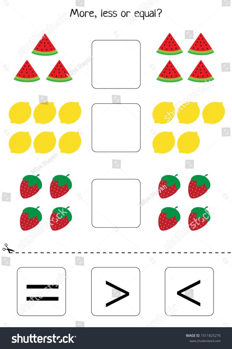 Educational Worksheet Kids More Less Equal Stock Vector Royalty Free 1511825276 Shutterstock More And Less Worksheets Greater Than Less Than Worksheets For Preschool Kindergarten MegaWorkbook