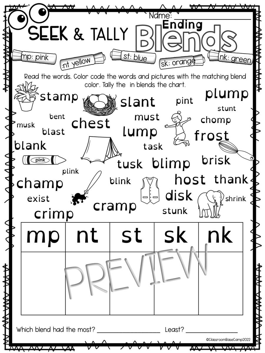 Ending Blends Worksheets Orton Gillingham Activities Made By Teachers Blends Worksheets Phonics Activities Beginning Ending 1st Grade Pandamania