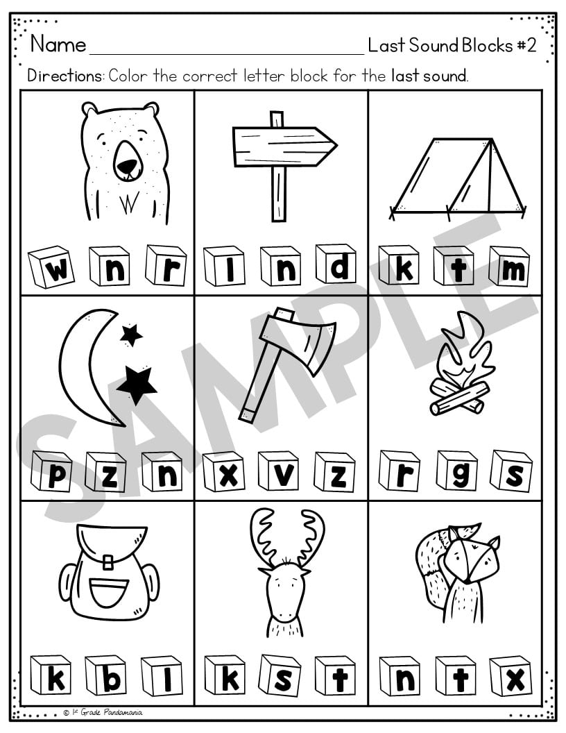 Ending Sounds Worksheets Phonics Activities 1st Grade Pandamania Initial Medial And Final Sounds Worksheets Library