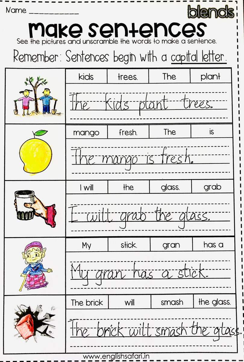 Sentence Writing Practice Worksheets Kindergarten