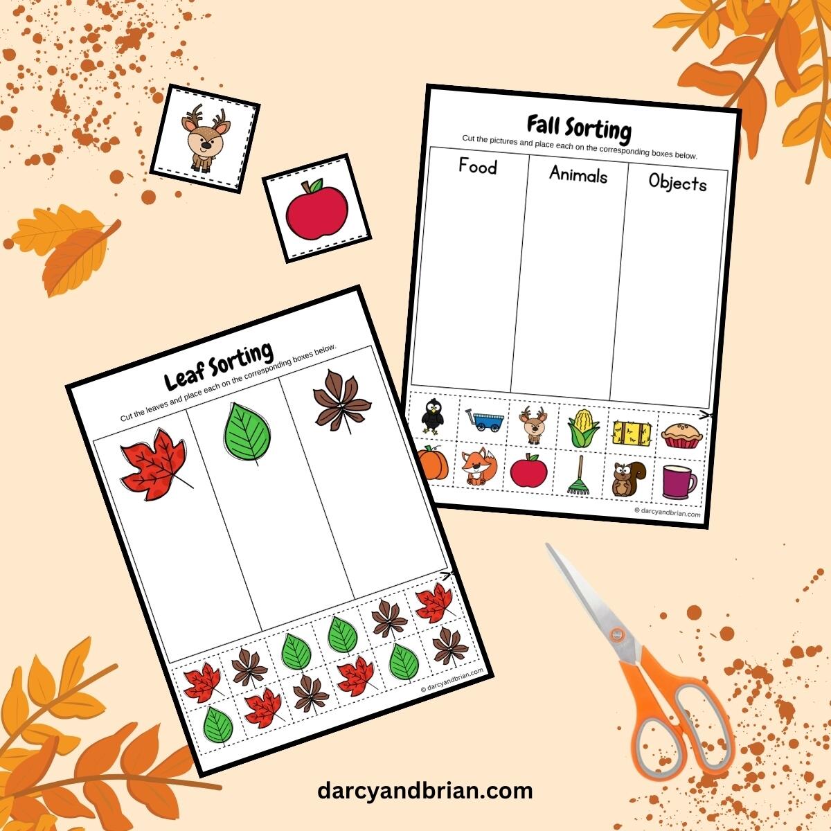 Printable Autumn Leaves Color Sorting Activity For Preschool