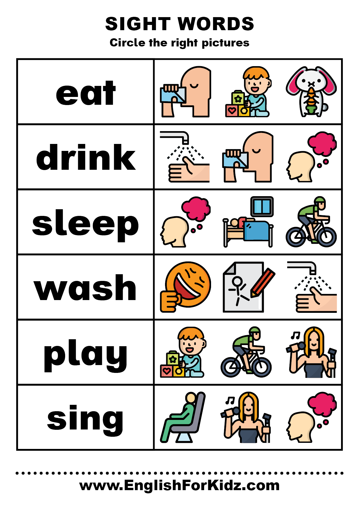 English For Kids Step By Step Sight Words Worksheets English For Kids Step By Step Sight Words Worksheets