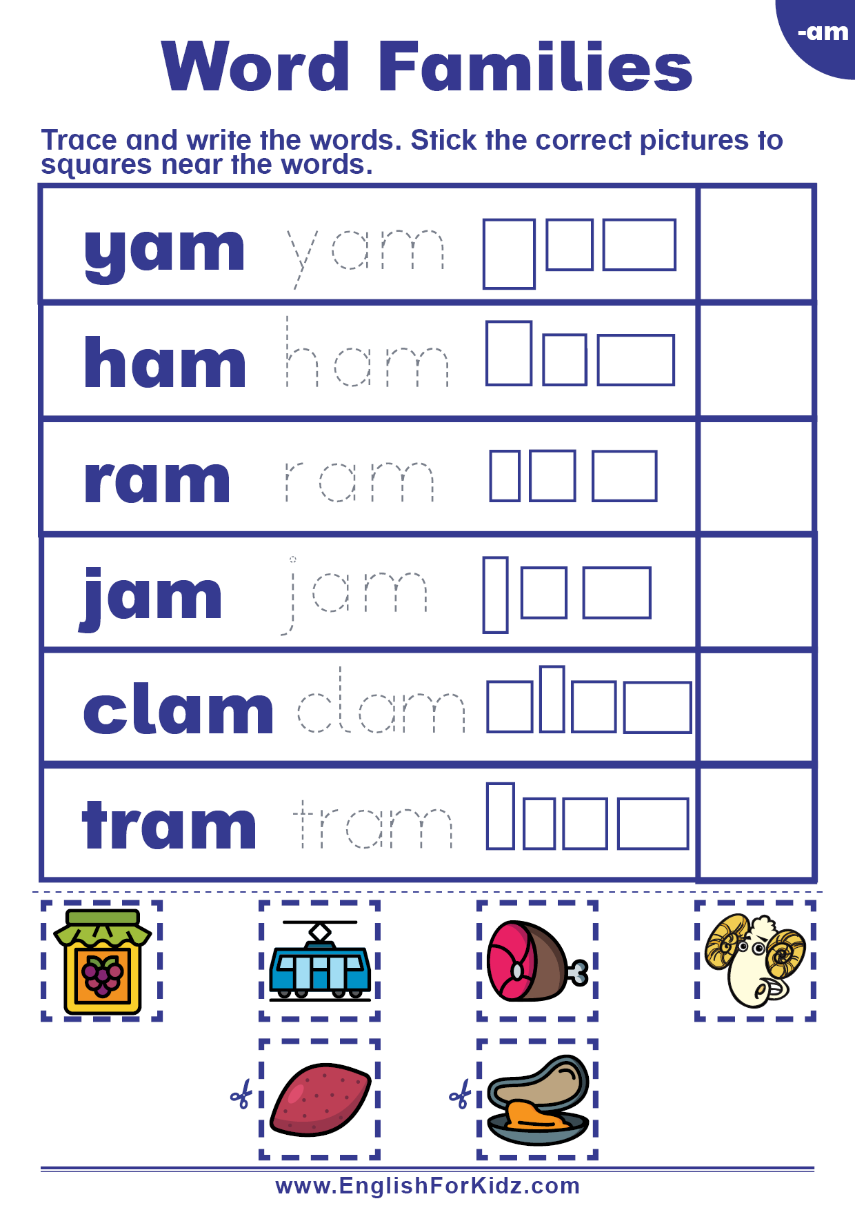 English For Kids Step By Step Word Families Worksheets Am Words Free PDF English For Kids Step By Step Word Families Worksheets Am Words Free PDF