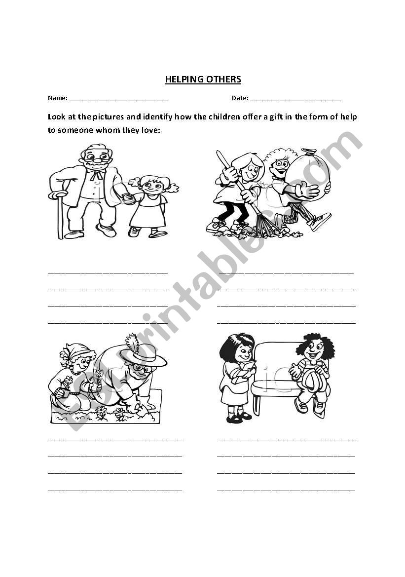 English Worksheets HELPING OTHERS Worksheets Library Activities Preschool Community Helpers Worksheets For Kindergarten Made By Teachers