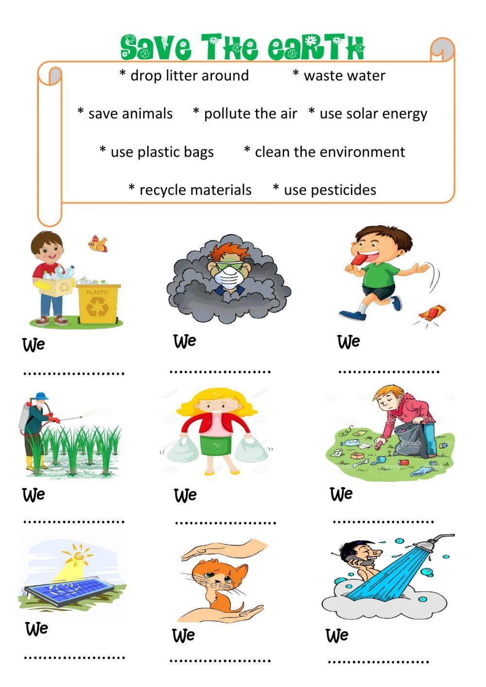 Environmental Worksheet Engage Learn And Act For A Greener World
