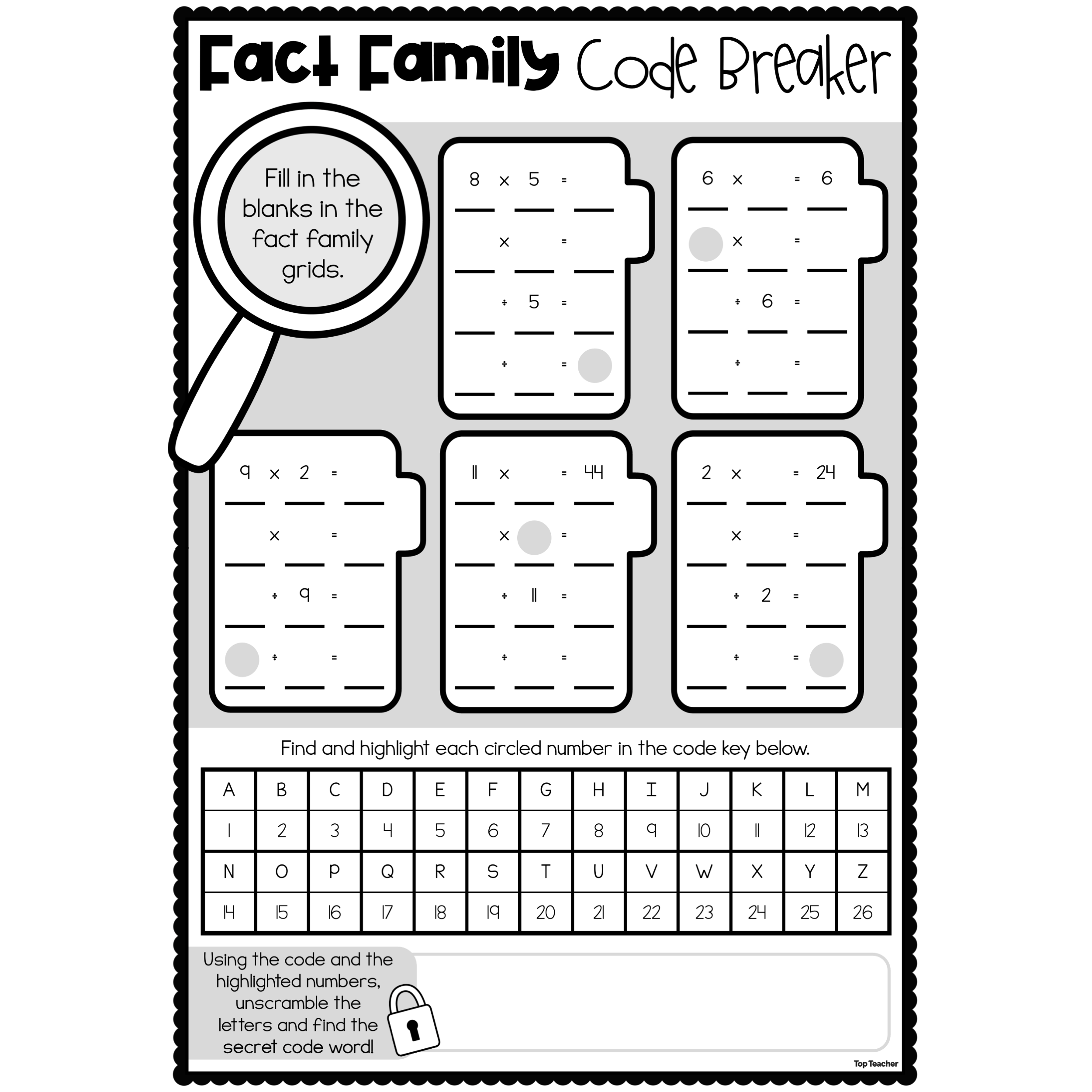 Fact Family Code Breaker Worksheets Top Teacher Fact Family Code Breaker Worksheets Top Teacher