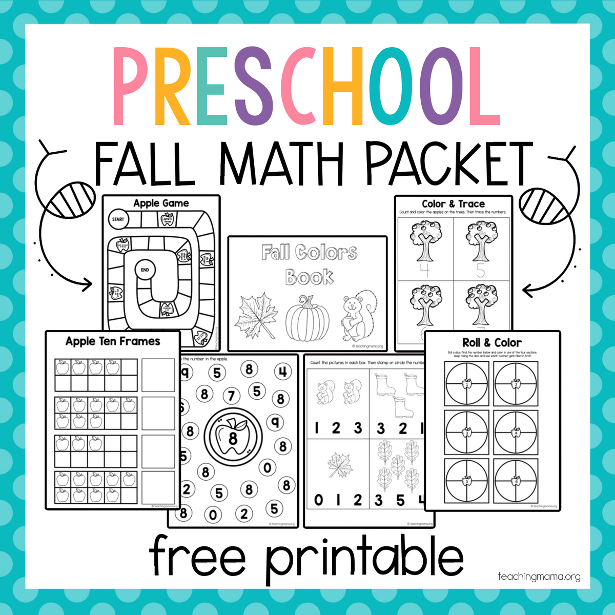 Fall Math Packet For Preschoolers
