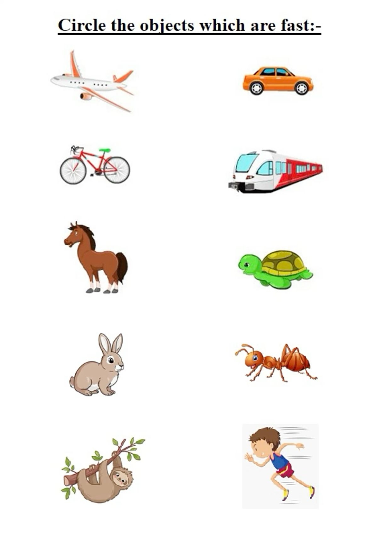 Fast Slow Tempo Assessment Worksheets