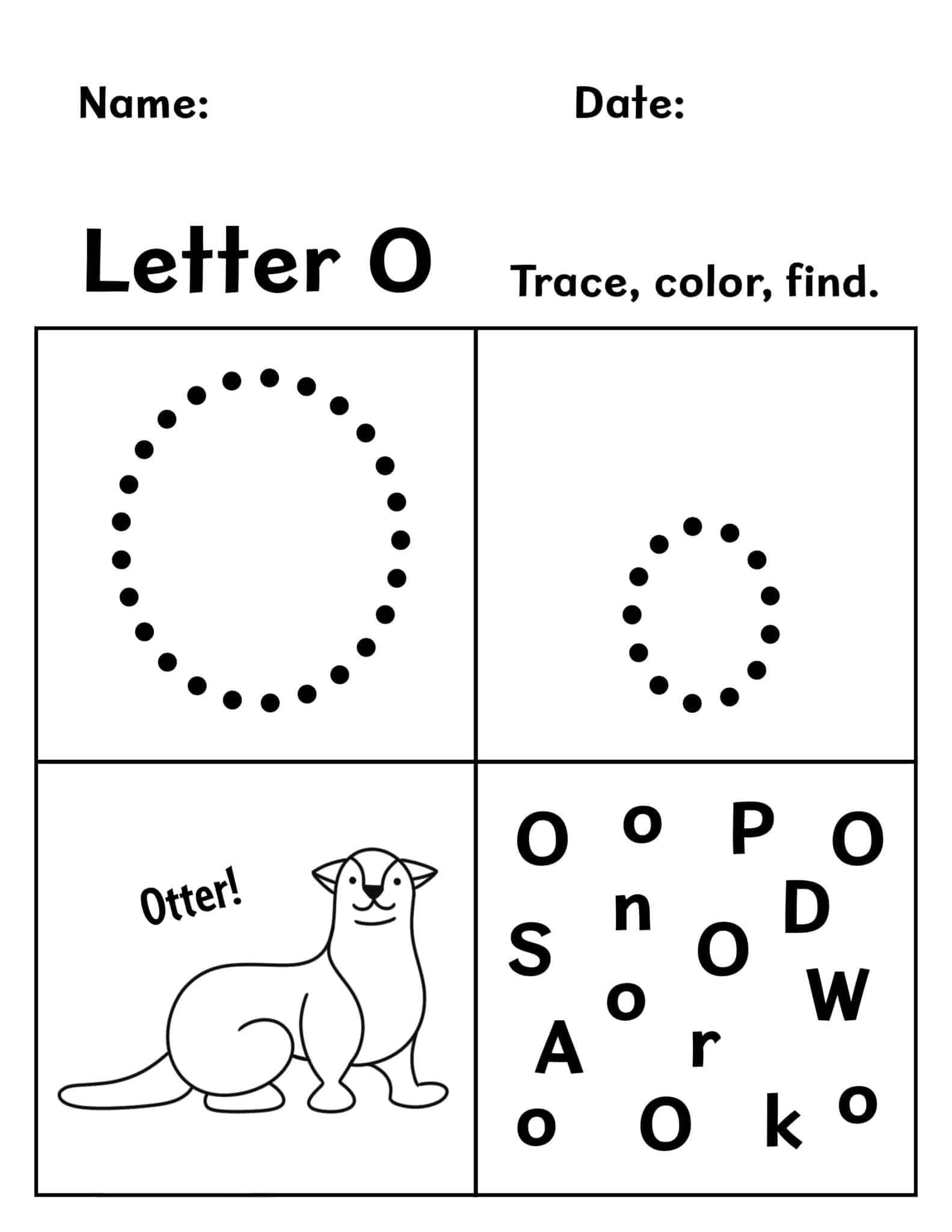 Fill In The Missing Letter O Coloring Page