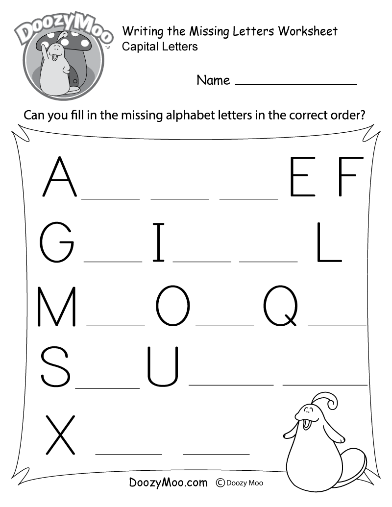 Fill In The Missing Letters Worksheet Free Printable Doozy Moo Kindergarten Fiil Blank Worksheet Printable Activity Stock Vector Royalty Free 1747335065 Shutterstock
