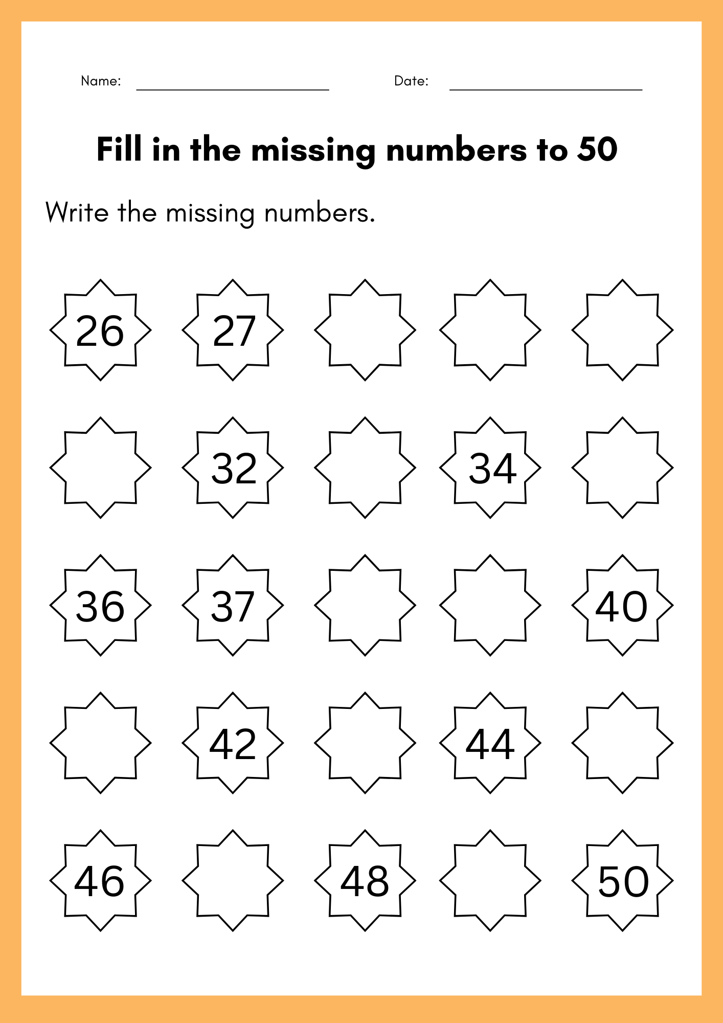 Fill In The Missing Numbers To 50 Worksheet Kindergarten Numbers 1 To 50 Book Made By Teachers Fill In The Missing Numbers To 50 Worksheet Kindergarten Numbers 1 To 50 Book Made By Teachers
