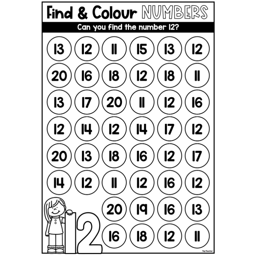 Find Colour Number 12 Worksheet Top Teacher Find Colour Number 12 Worksheet Top Teacher