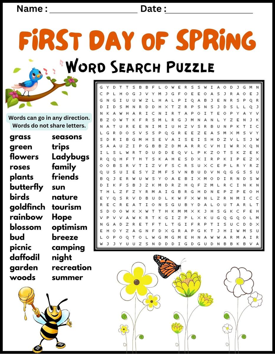 FIRST DAY OF SPRING VOCABULARY Word Search Puzzle Worksheet Activity Made By Teachers Spring Maze Worksheet Free Printable Digital PDF