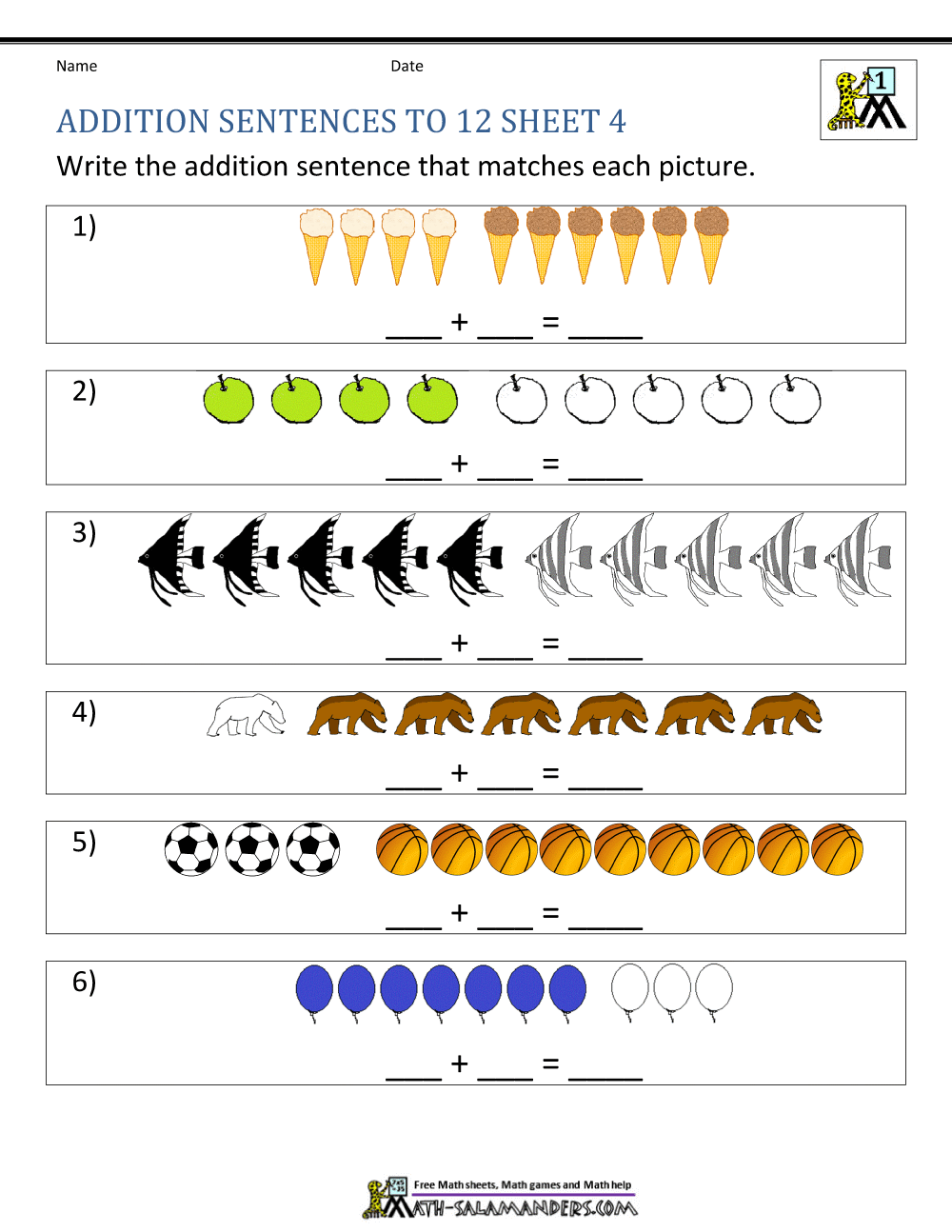 First Grade Addition Worksheets