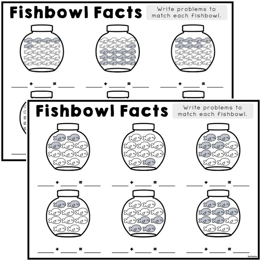 Fishbowl Facts Addition To 10 20 Worksheets Top Teacher