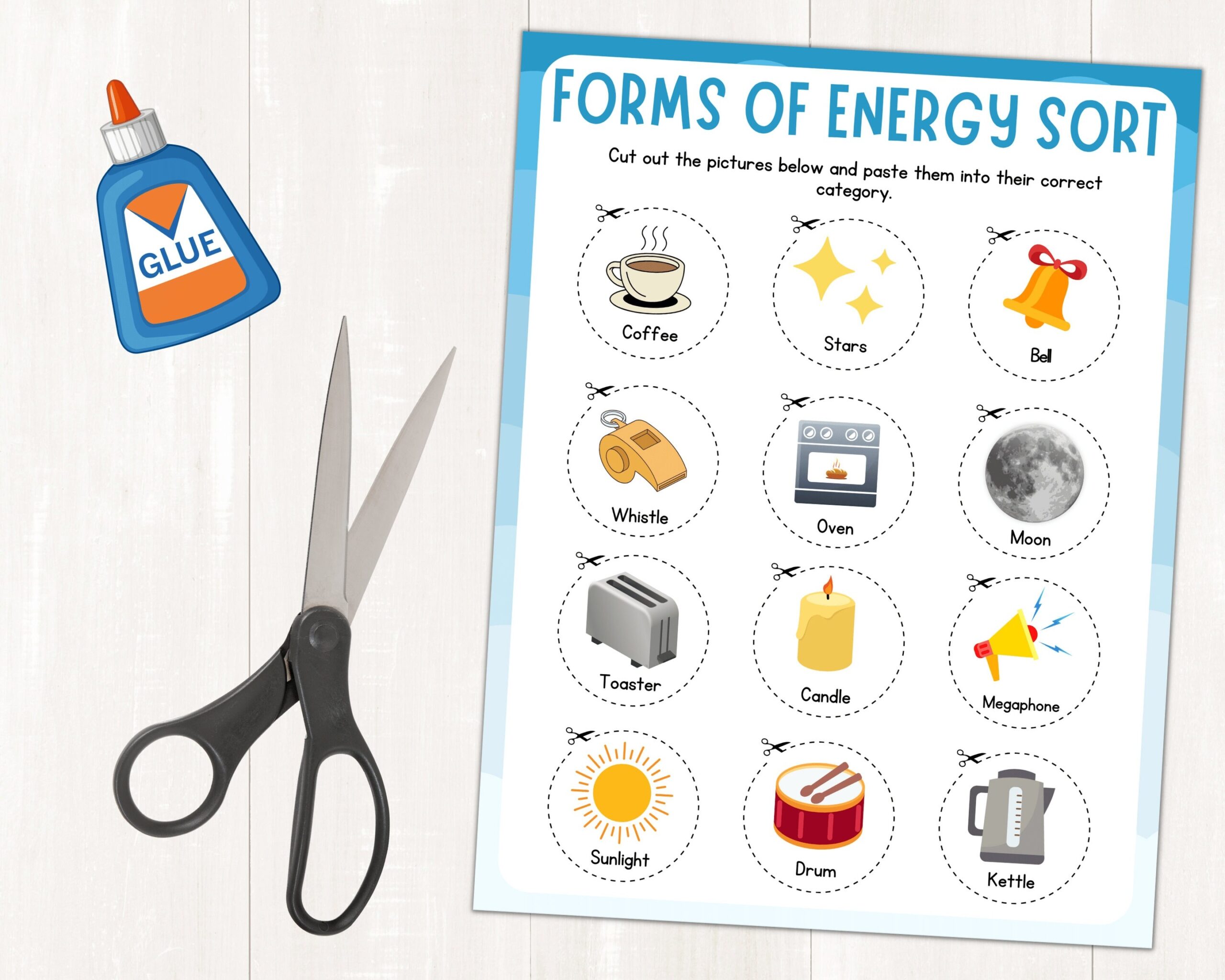 Forms Of Energy Sorting Activity Picture Sort Heat Light Sound Types Of Energy Sort Worksheet Instant Download PDF Etsy
