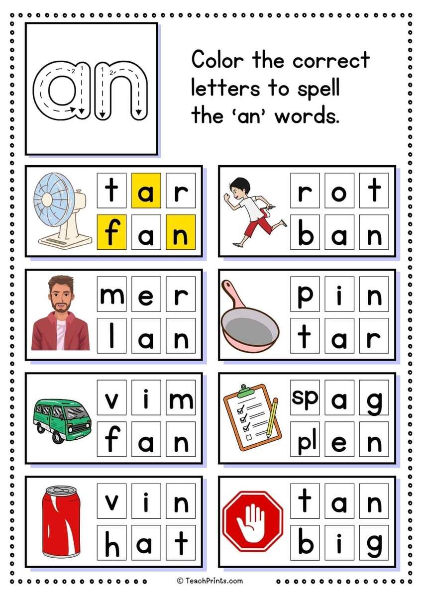 Free An Word Family Worksheets Teach Prints Free An Word Family Worksheets Teach Prints