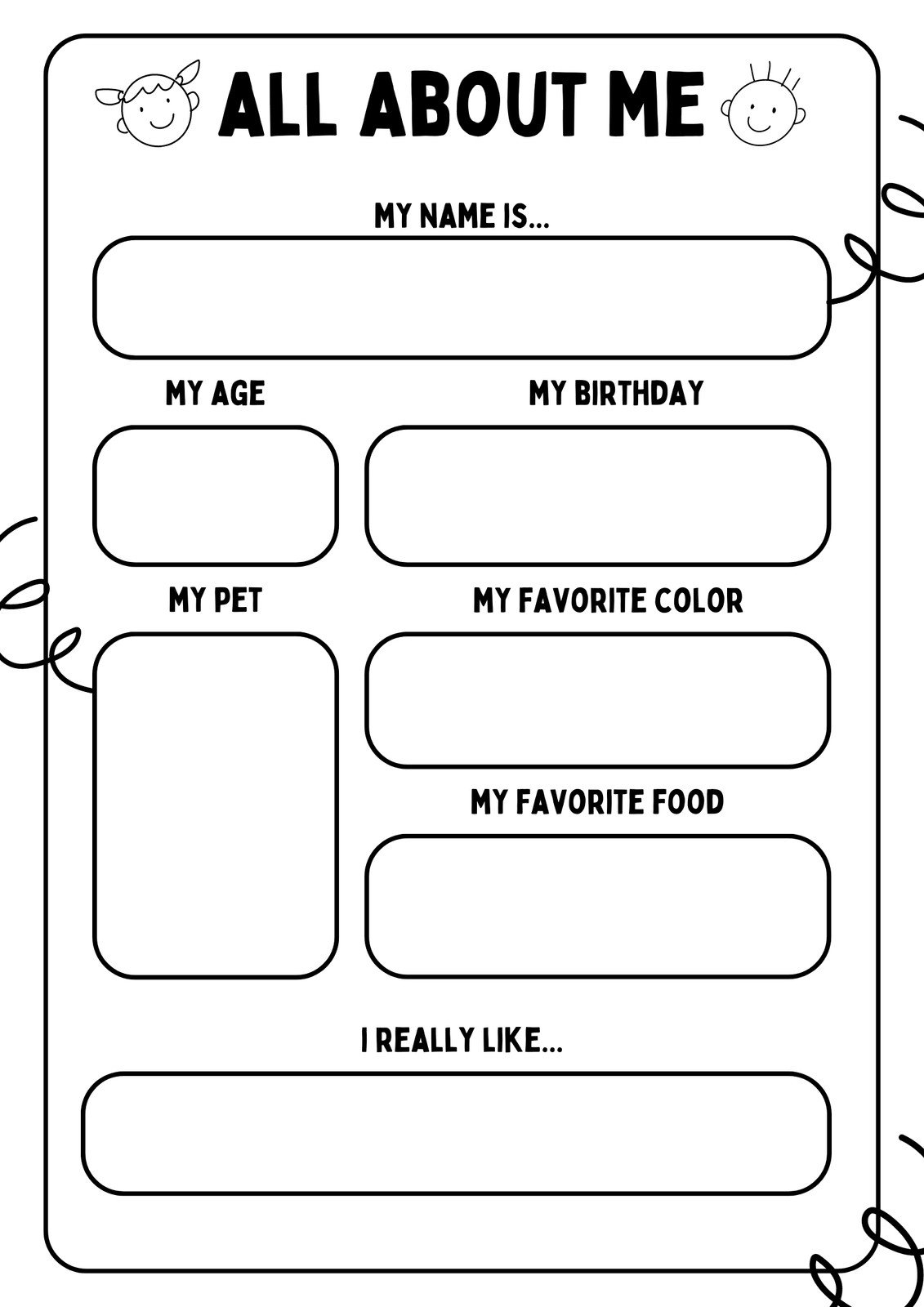 Free And Printable All About Me Worksheet Templates Canva Back To School Worksheets For Kids ABCmouse