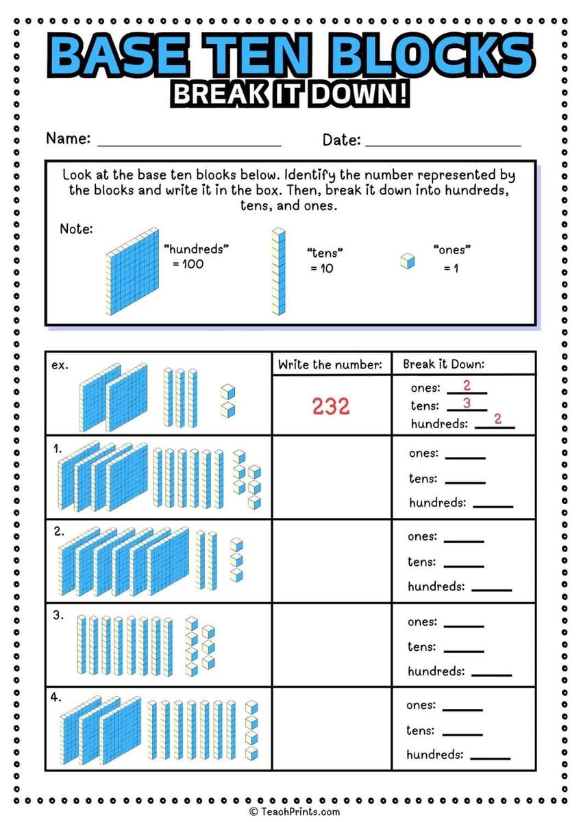 Base Tens Blocks Free Printable Worksheet For 10 Frames
