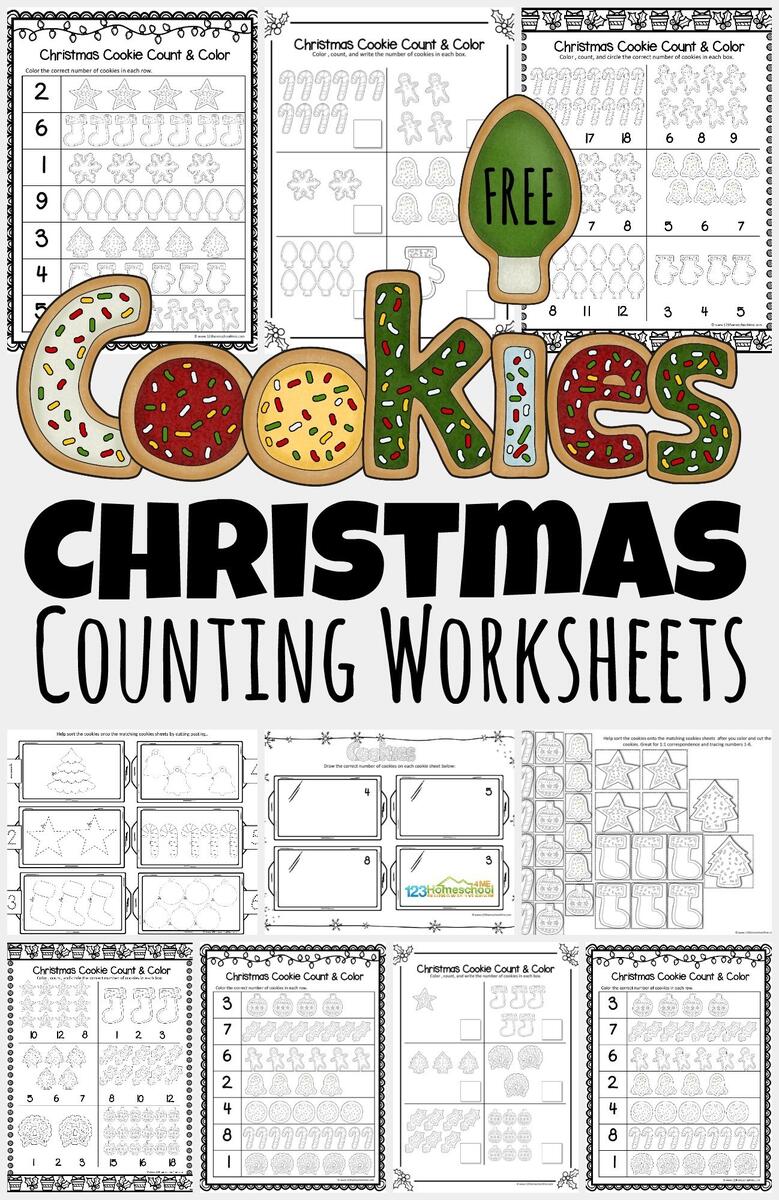 FREE Christmas Cookies Counting Worksheets FREE Christmas Cookies Counting Worksheets