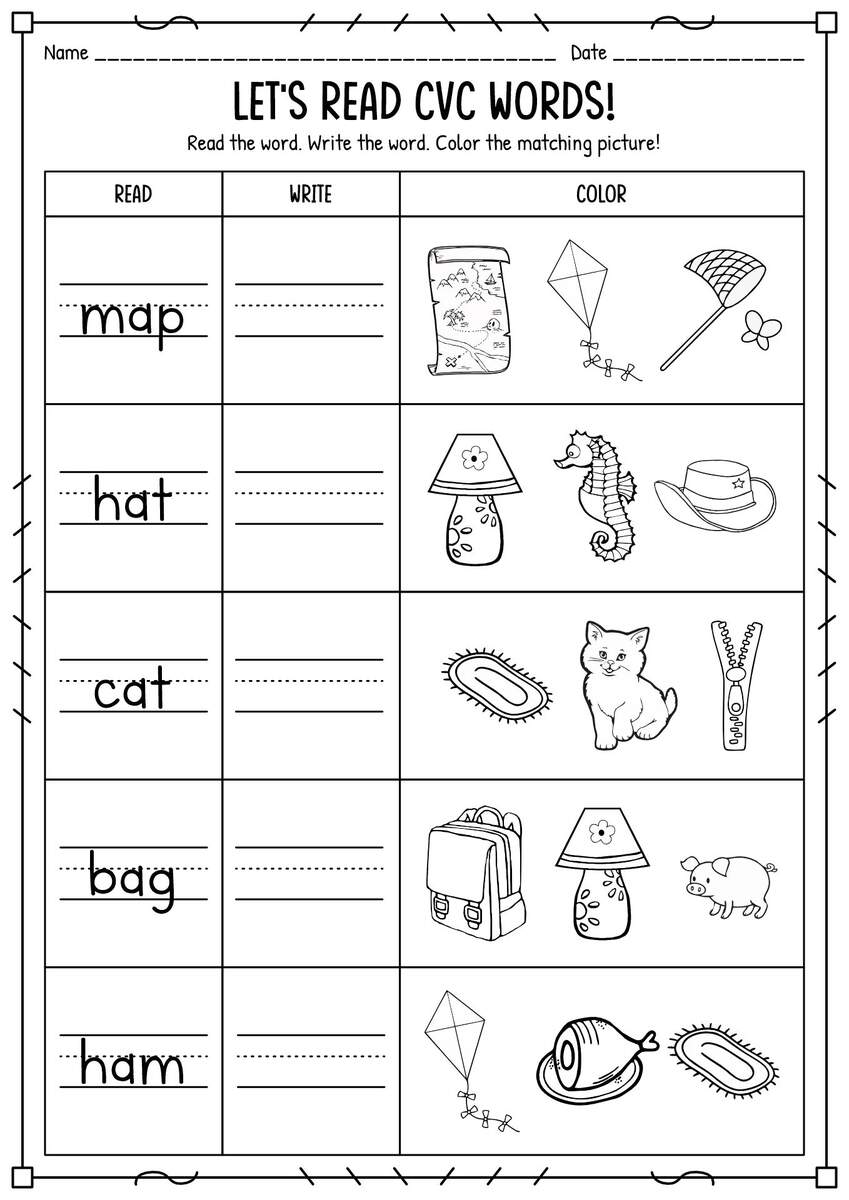Free Kindergarten Language Arts Worksheets Printable Activities For Kids