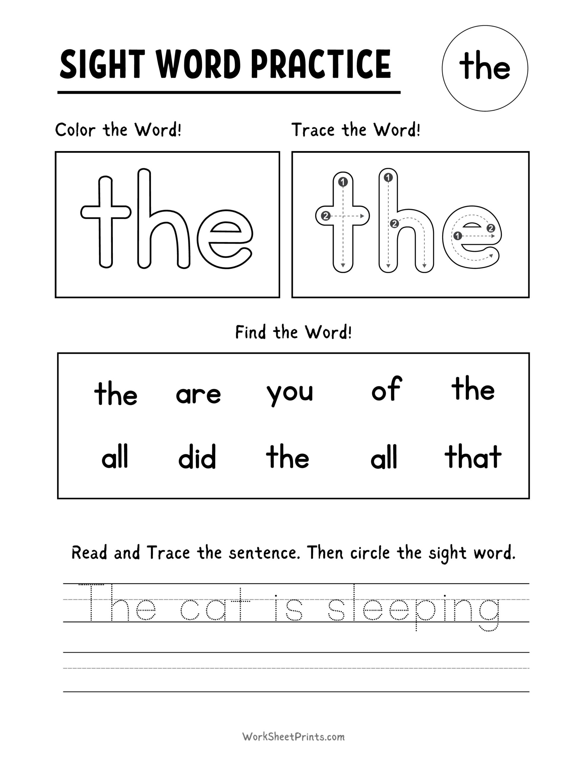 Free Printable Sight Word They Worksheet