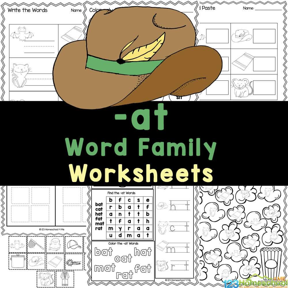 FREE Printable At Word Family Worksheets