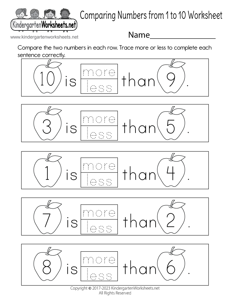 Free Printable Comparing Numbers From 1 To 10 Worksheet Free Printable Comparing Numbers From 1 To 10 Worksheet