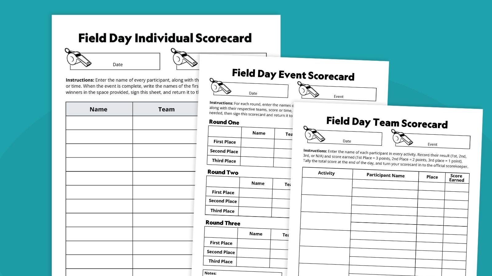 Free Printable Field Day Scorecards Free Printable Field Day Scorecards