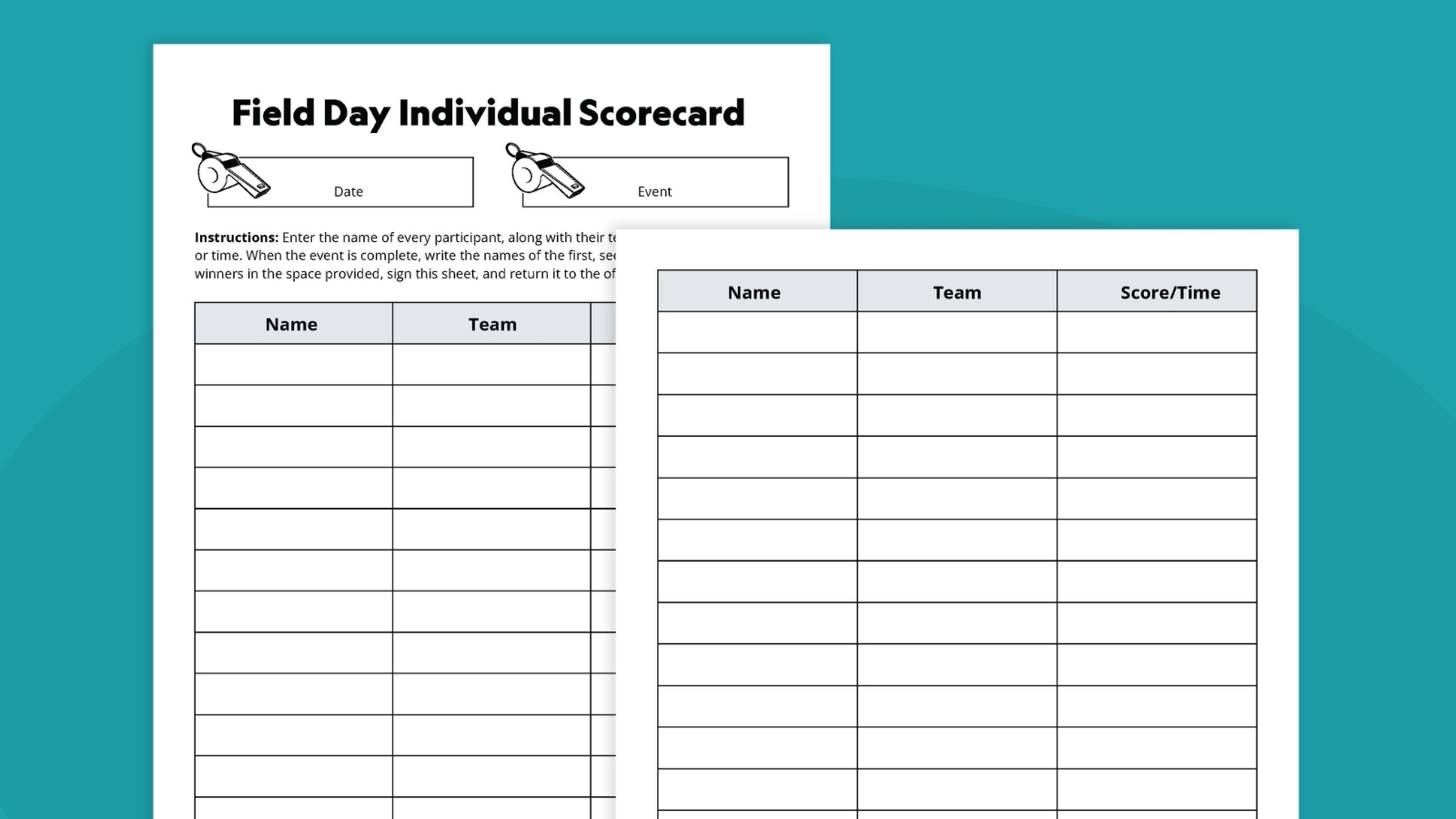 Free Printable Field Day Scorecards Free Printable Field Day Scorecards
