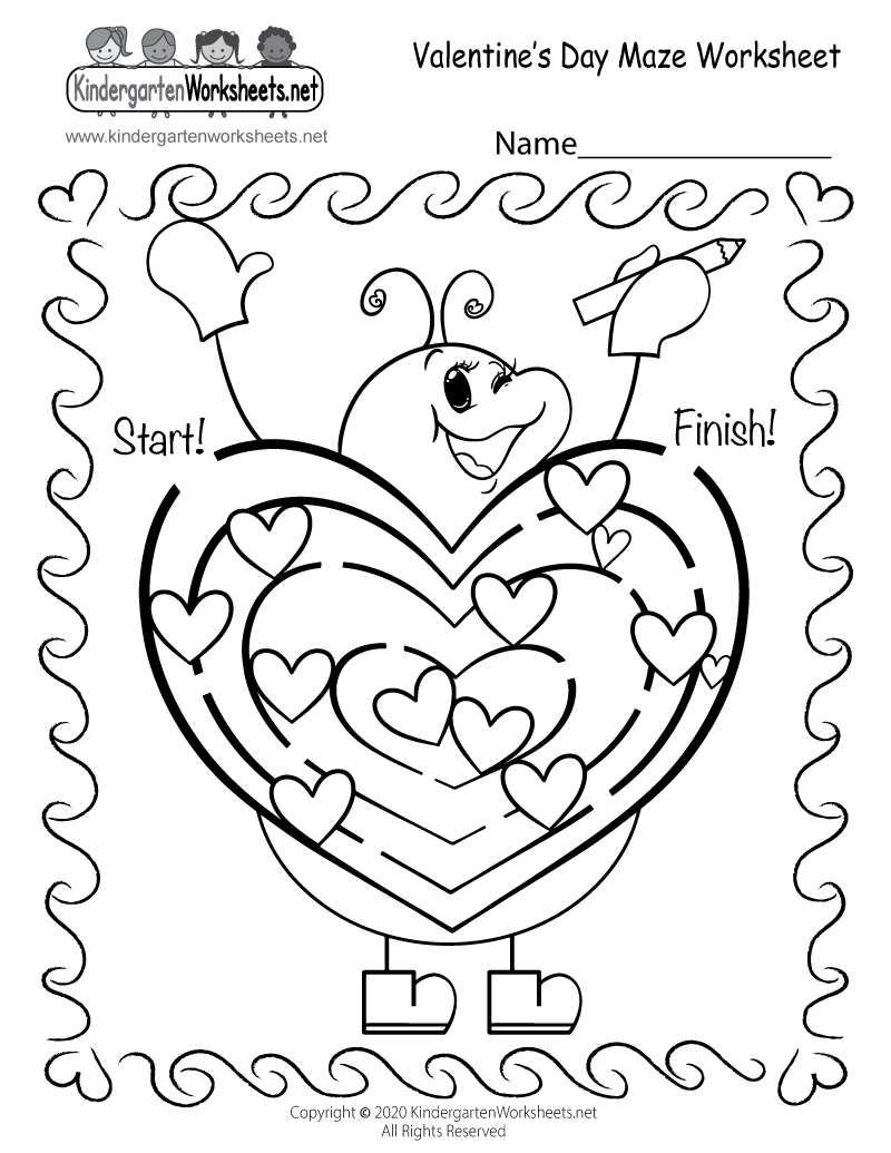 Free Printable Fun Valentine S Day Maze Worksheet Valentine S Day Free Worksheets For Preschool TeachersMag