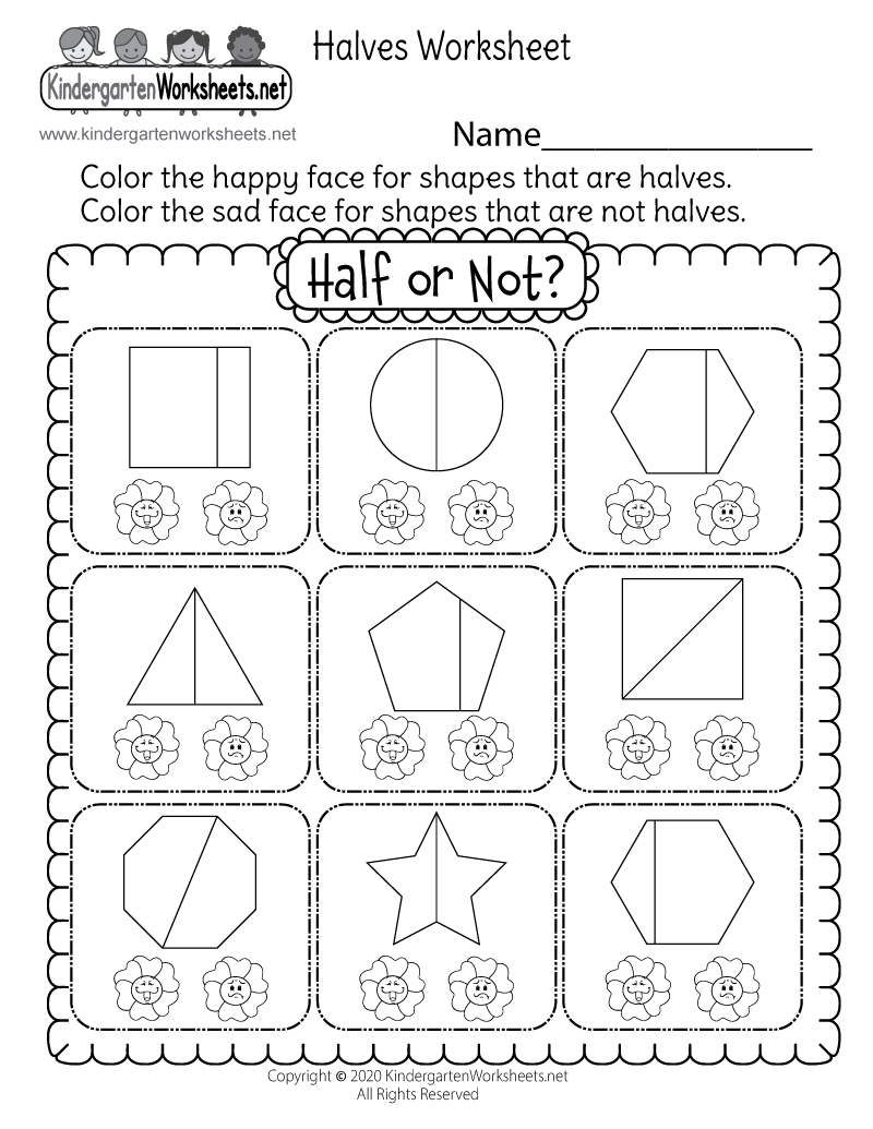 Free Printable Halves Worksheet