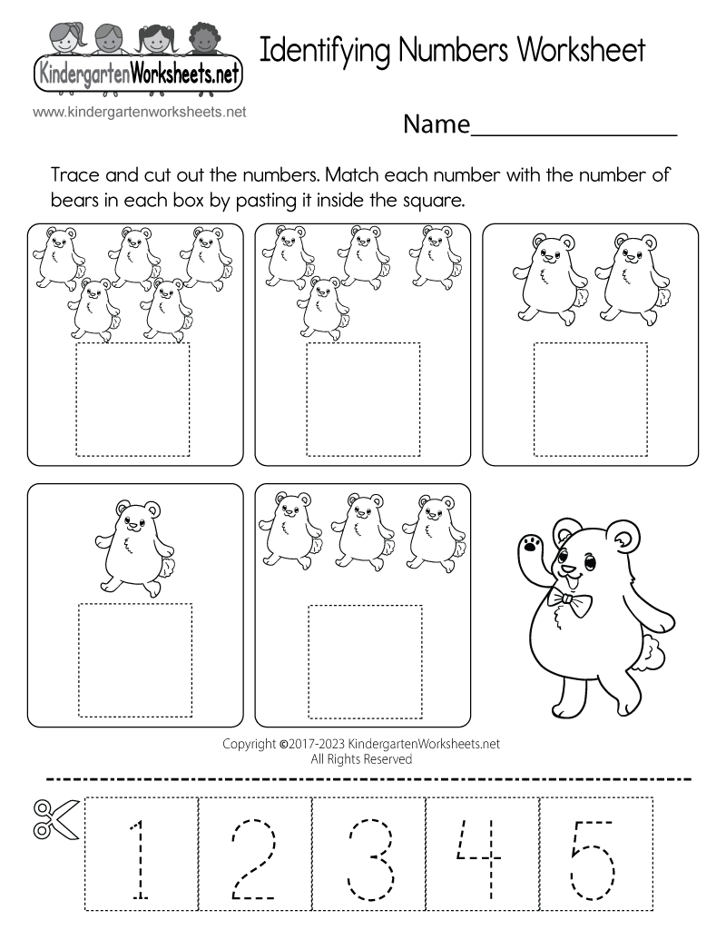 Free Printable Identifying Numbers Worksheet Kindergarten Math Counting Objects Worksheets 1 10 Black And White Made By Teachers