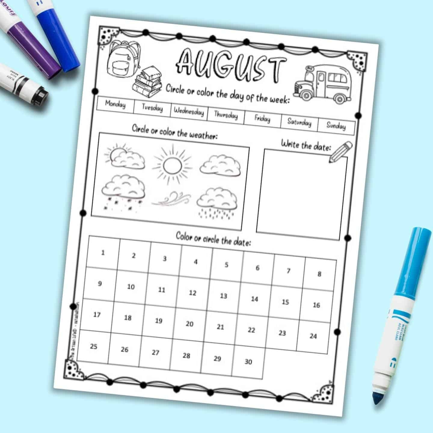 Free Printable June Calendar Worksheet For Kids The Artisan Life